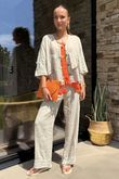 Made in Italy Benji Linen Panel Wave Vest Aperol